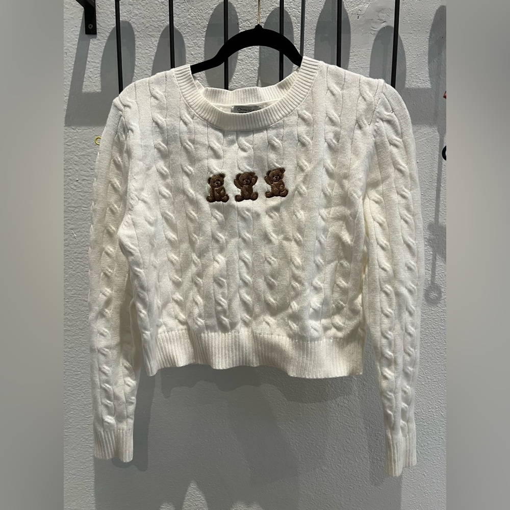 NWOT teddy bear crop sweater